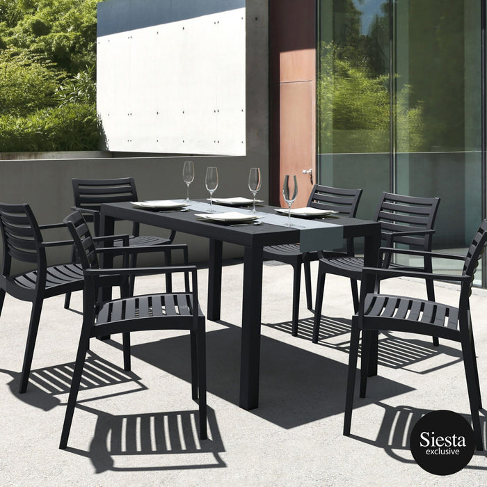7 PIECE OUTDOOR SETTING WITH ARTEMIS ARM CHAIRS